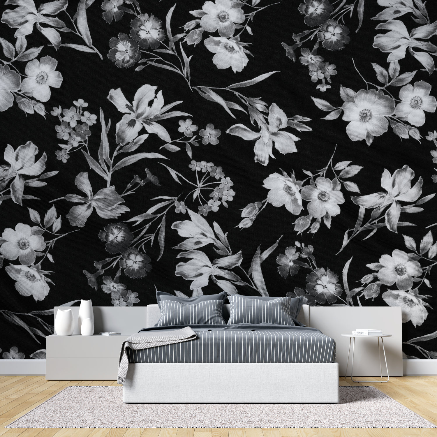 Black Floral Wallpaper | Murals Wallpaper