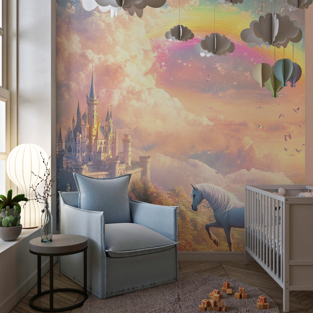 Unicorn Princess and Rainbow Wallpaper | Murals Wallpaper