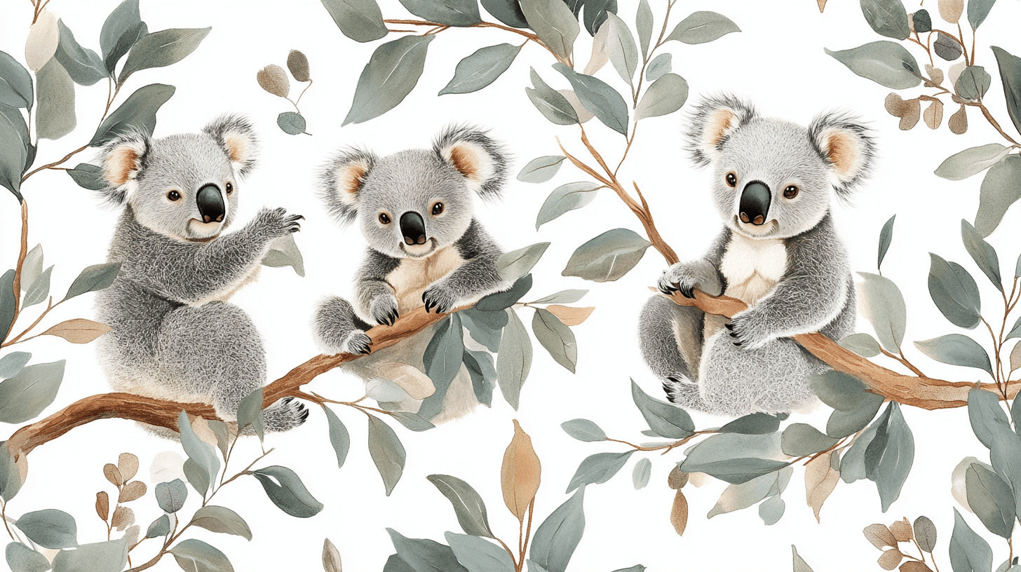 Frosted Leaf Koala Wallpaper | Murals Wallpaper