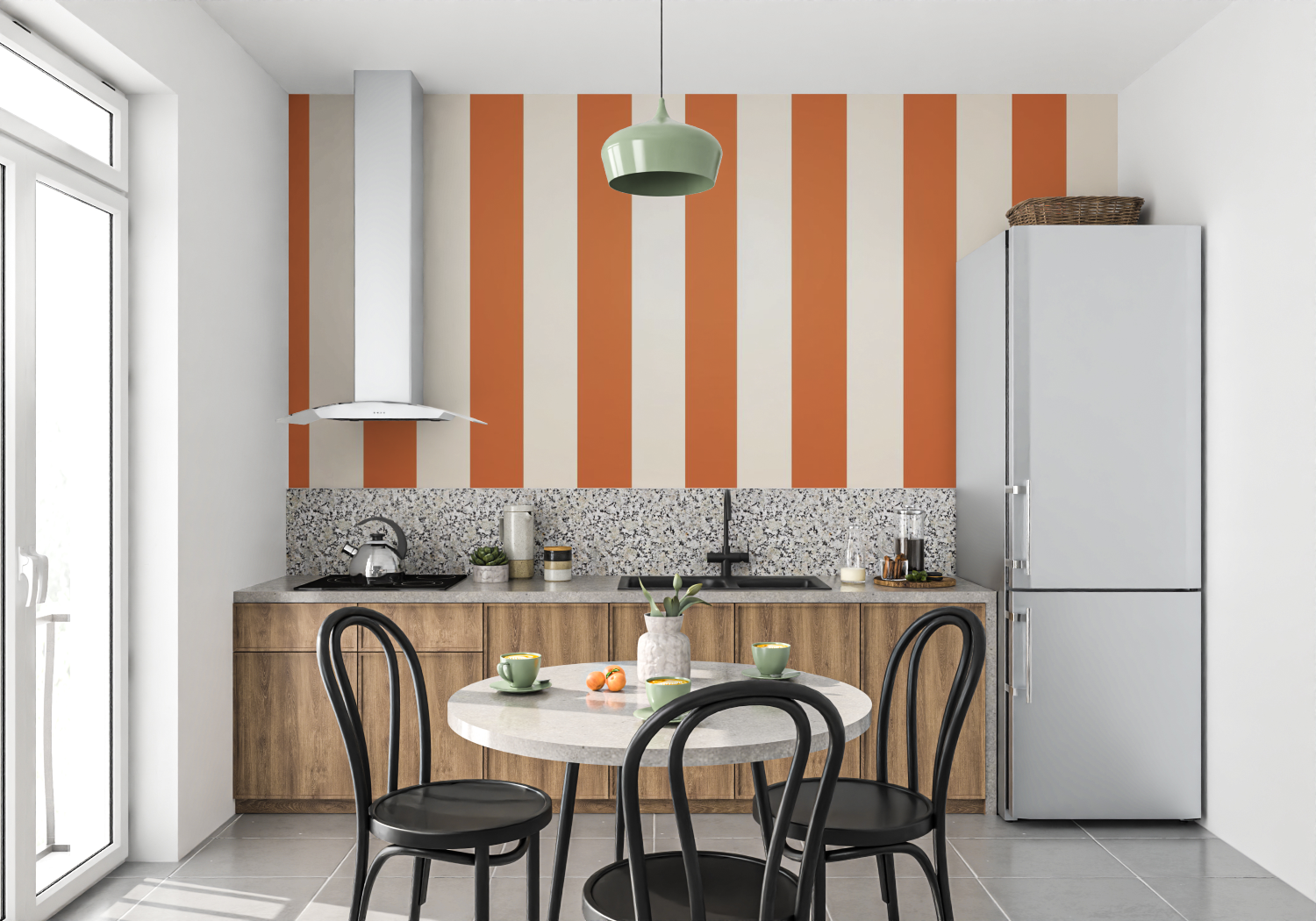 Orange Stripe Wallpaper | Murals Wallpaper