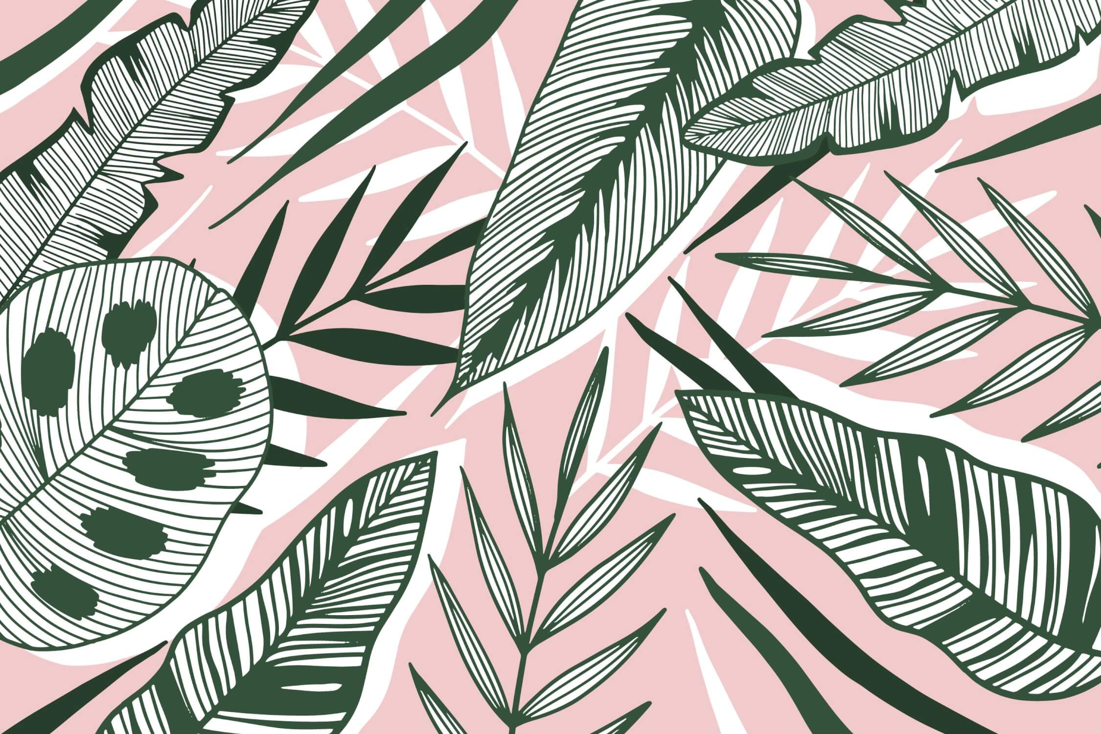Green and Pink Jungle Wallpaper | Murals Wallpaper