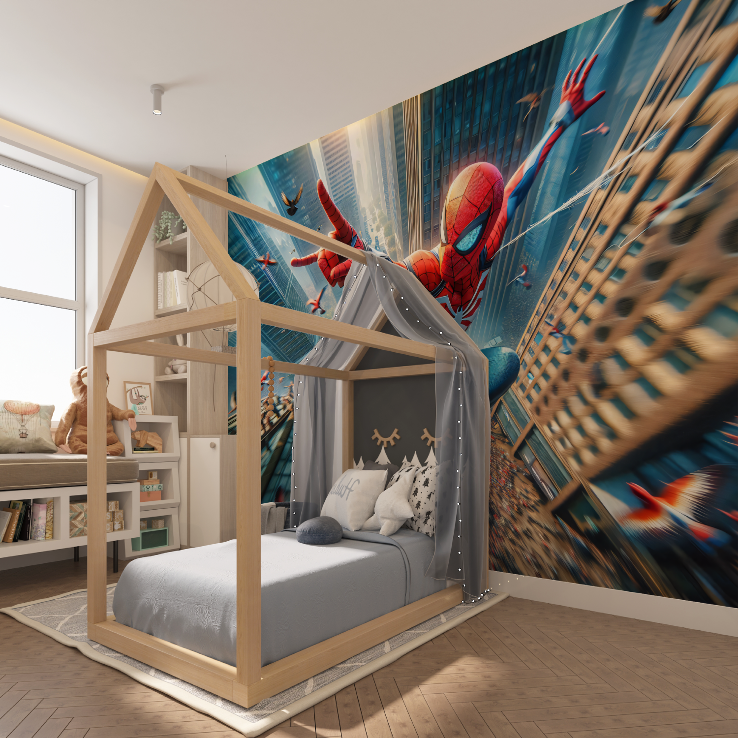 Dynamische Spiderman-Tapete – Schlafzimmer für Jungen
