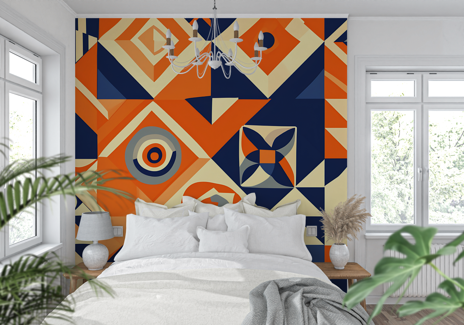 Ethnische orange Tapete | Wandtapete