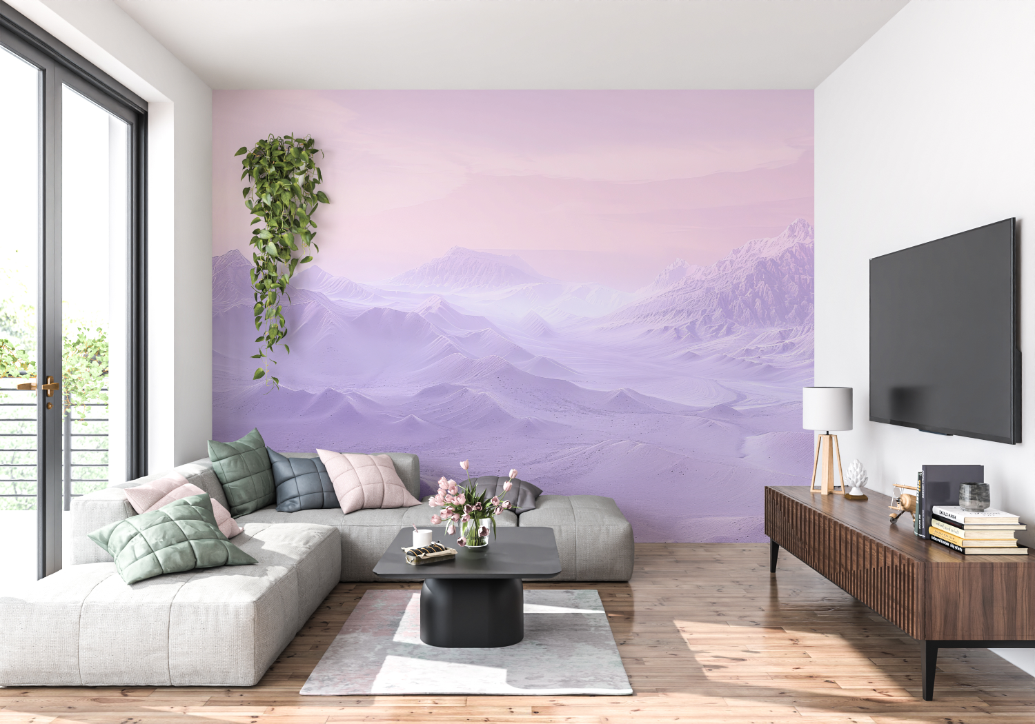 Pink Purple Mountain Wallpaper | Murals Wallpaper