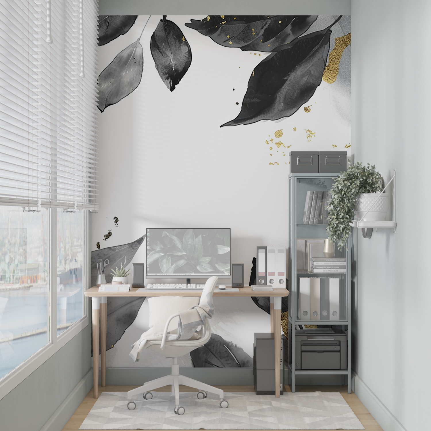 Papier Peint Noir Blanc Et Doré – Panorama-Wandbild