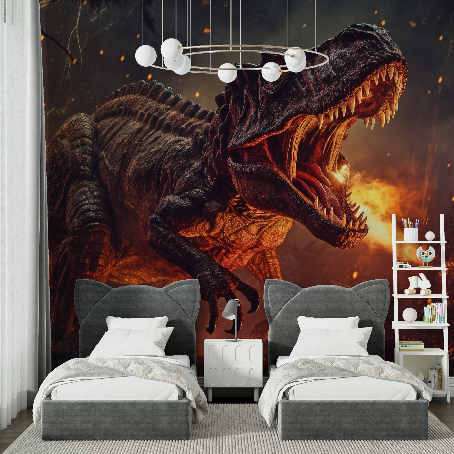 Dinosaur T-Rex Fire Wallpaper | Murals Wallpaper