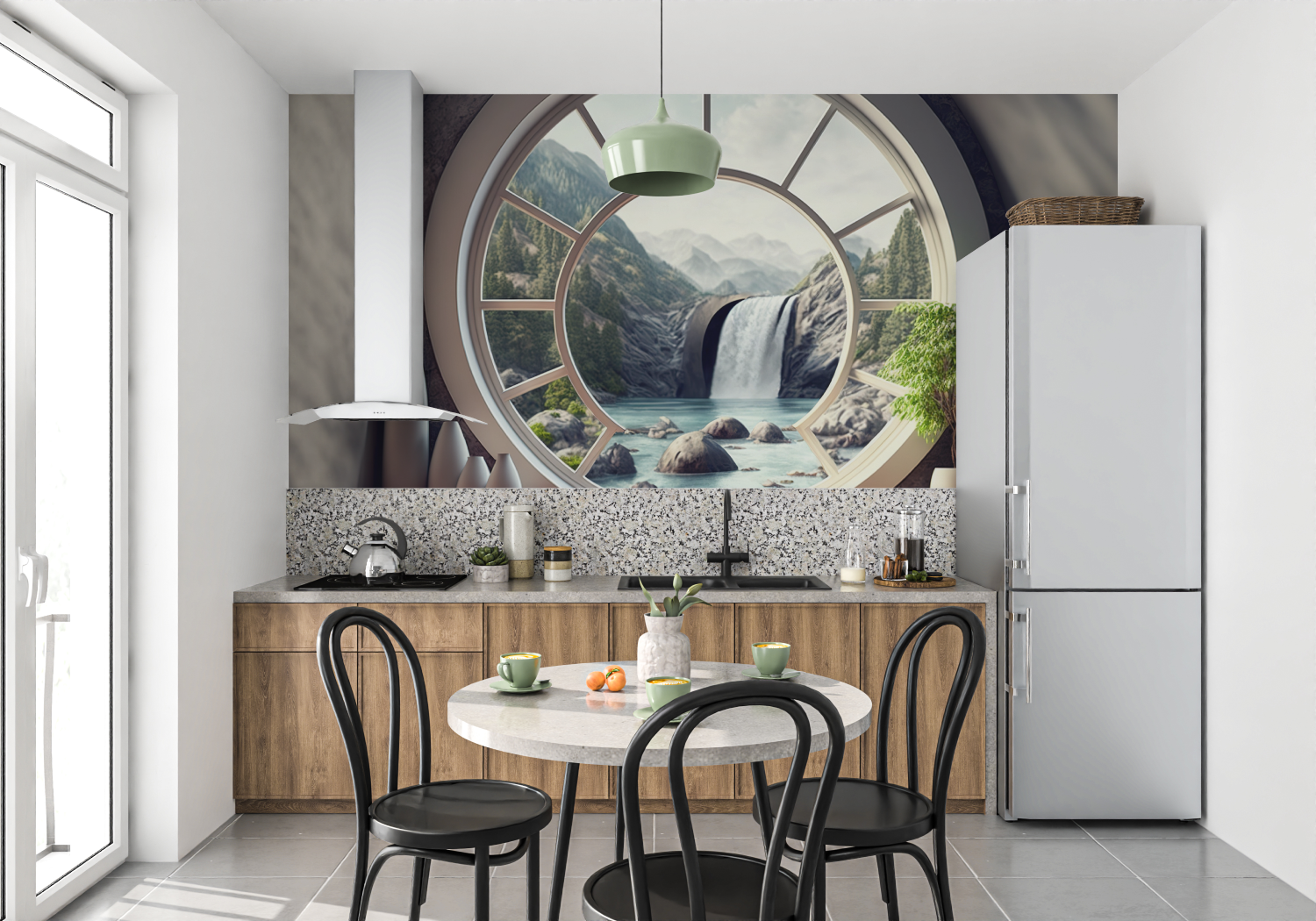 Window Waterfall Trompe L'Oeil Wallpaper | Murals Wallpaper