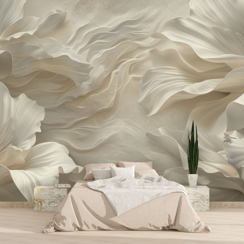 White Flower 3D Wallpaper | Murals Wallpaper