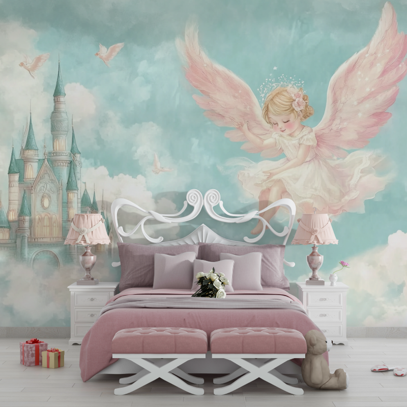 Castle and Angel Wallpaper | Murals Wallpaper