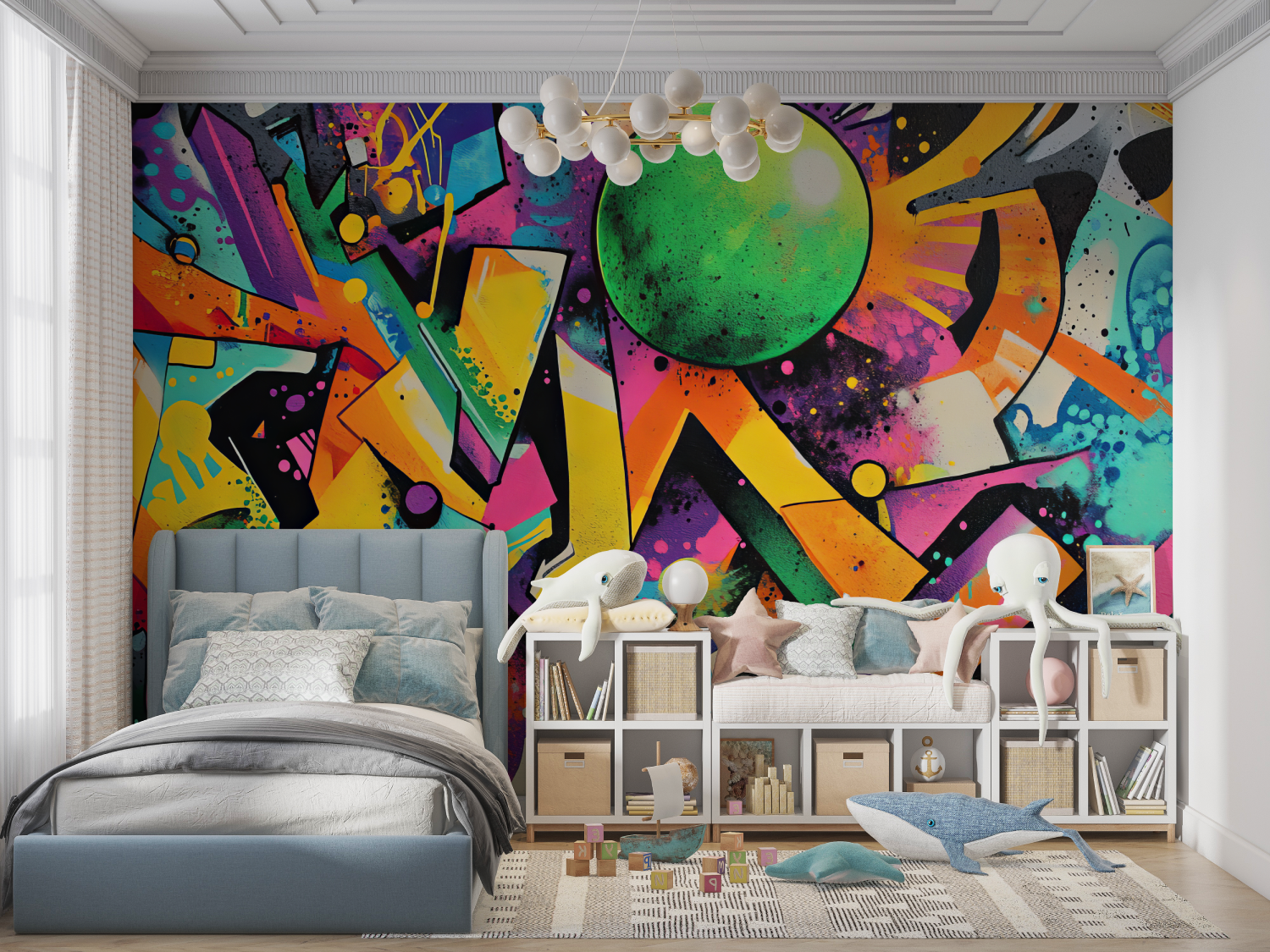 Abstrakte Graffiti-Teenie-Tapete | Wandmalerei-Tapete