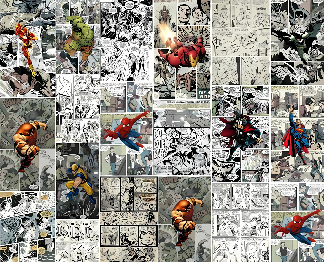 Wandbild-Tapete im Marvel-Comic-Stil