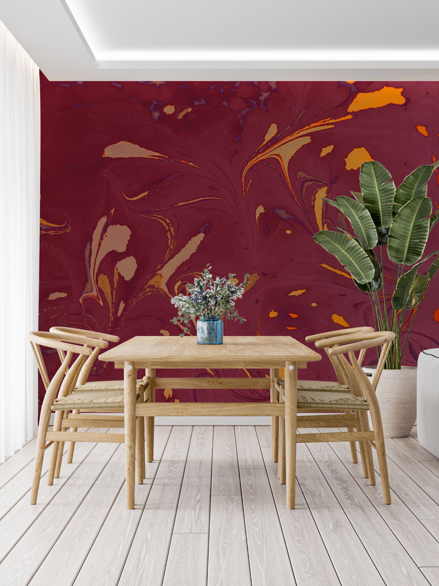 Abstrakte Bordeaux-Tapete | Wandtapete