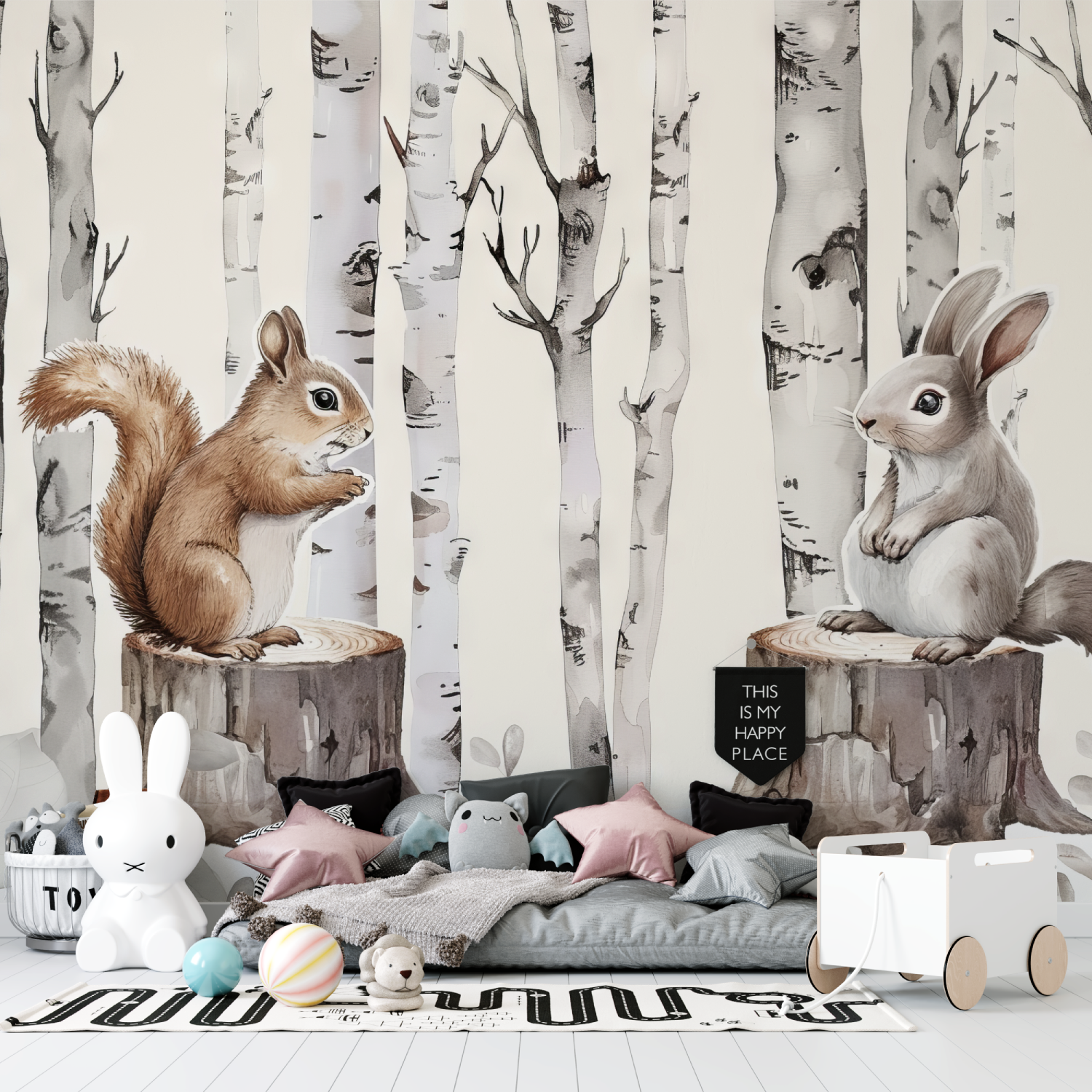 Kids' Forest Rabbit Wallpaper | Murals Wallpaper