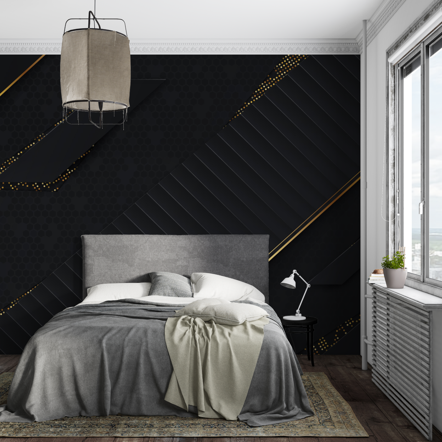 Black Living Room Wallpaper | Murals Wallpaper