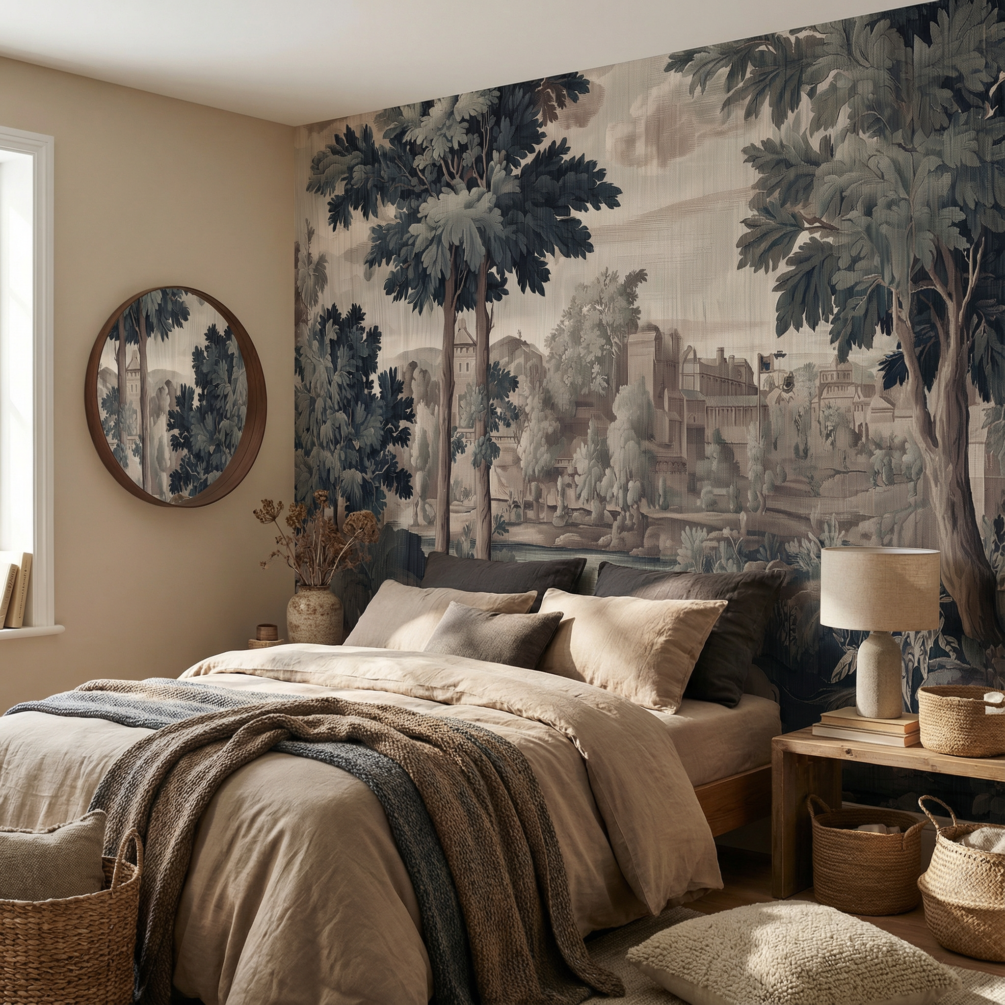 Antique Tapestry Landscape Mural Wallpaper
