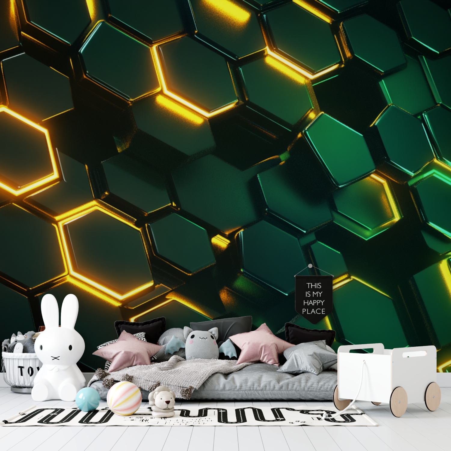 Hexagon Green Wallpaper | Murals Wallpaper