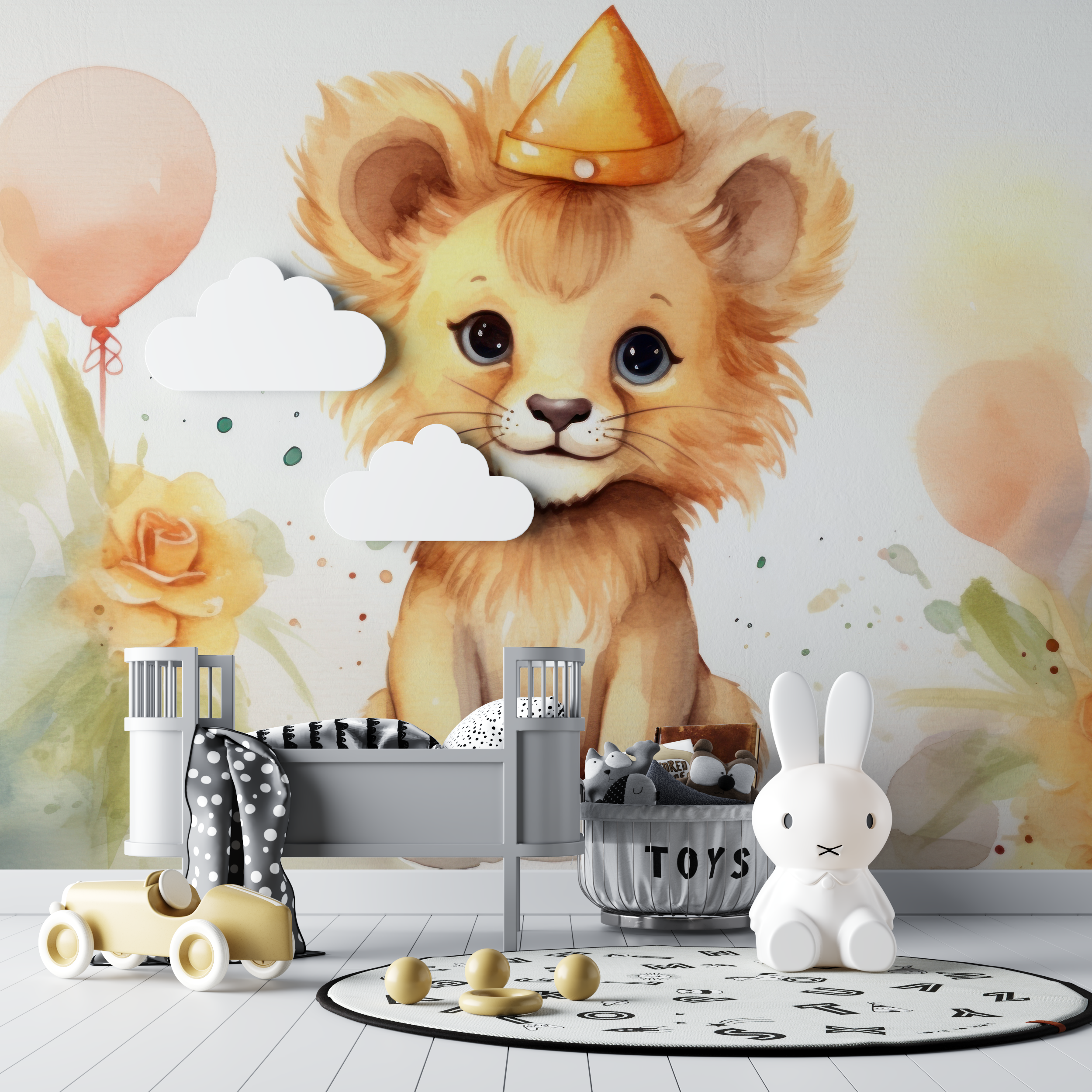 Baby Lion Cub Watercolor Wallpaper | Murals Wallpaper