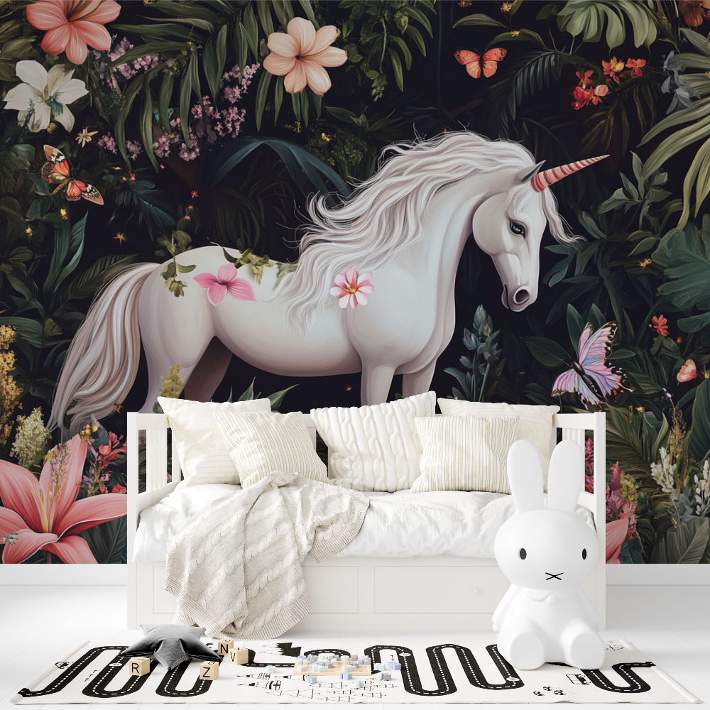 Tapete Prinzessinnengarten mit Einhorn-Tapisserie-Füllung