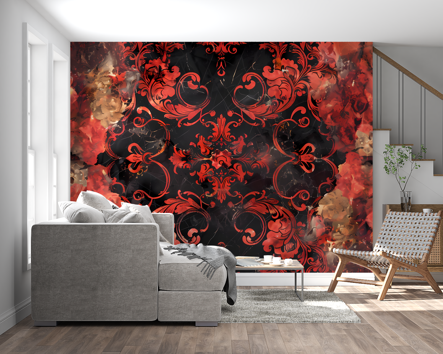 Red and Black Baroque Wallpaper | Murals Wallpaper