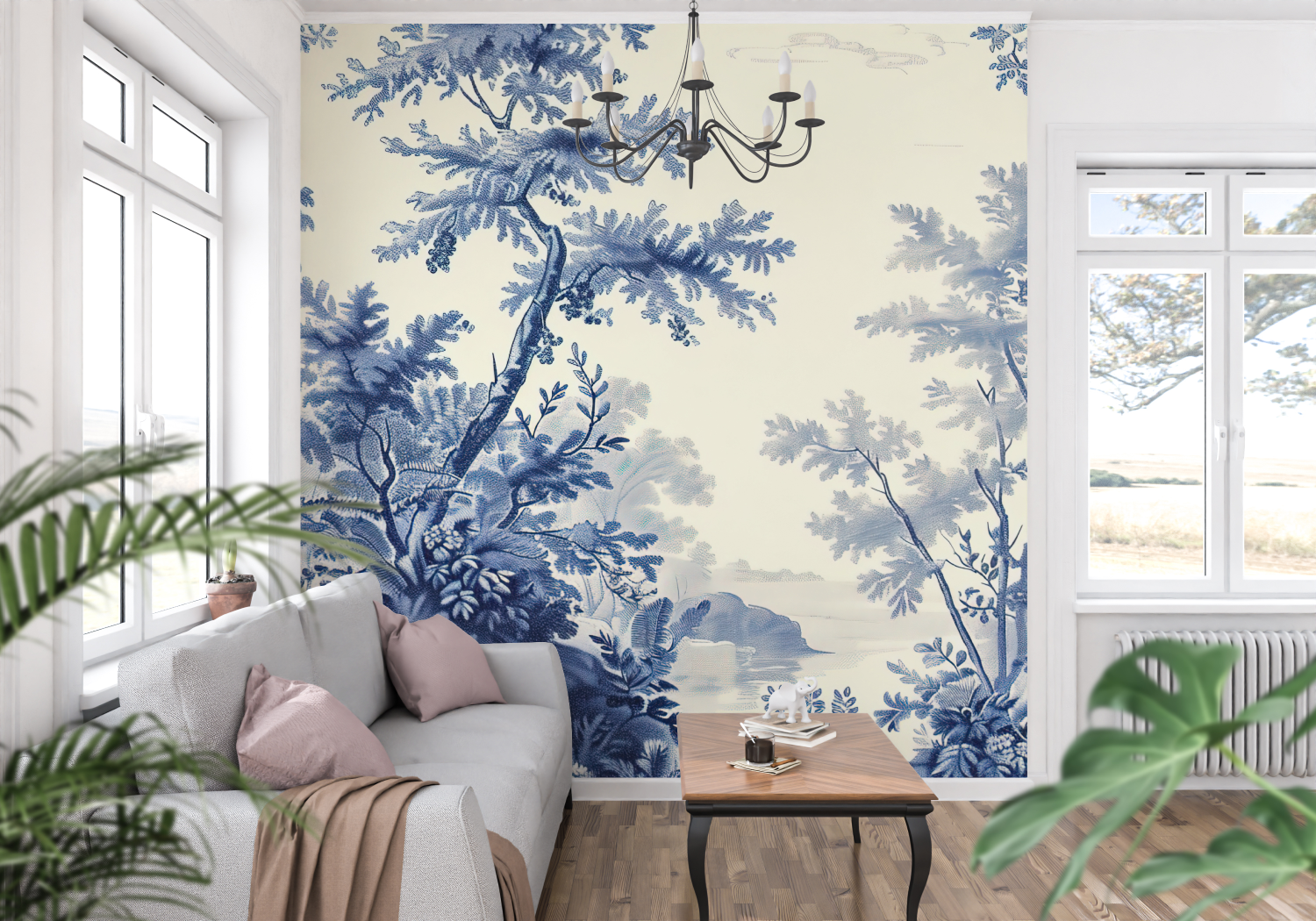Blue Pond Toile Wallpaper | Murals Wallpaper