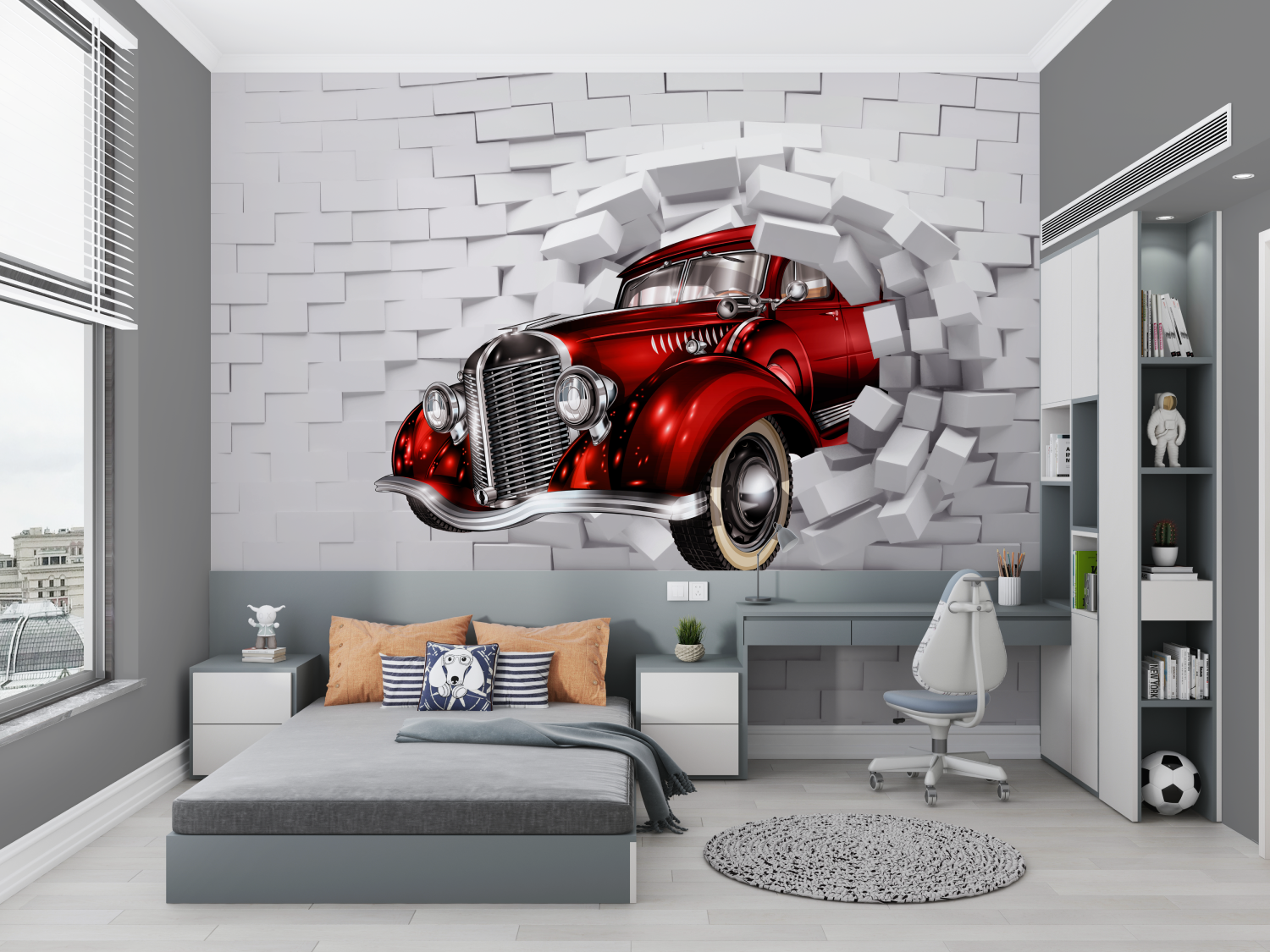 Car Boy Wallpaper 3D Effect | Murals Wallpaper