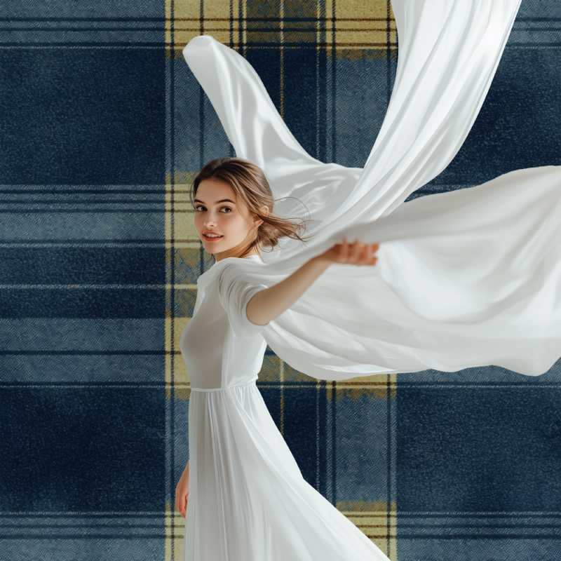 Vintage Blue Yellow Tartan Wallpaper | Murals Wallpaper