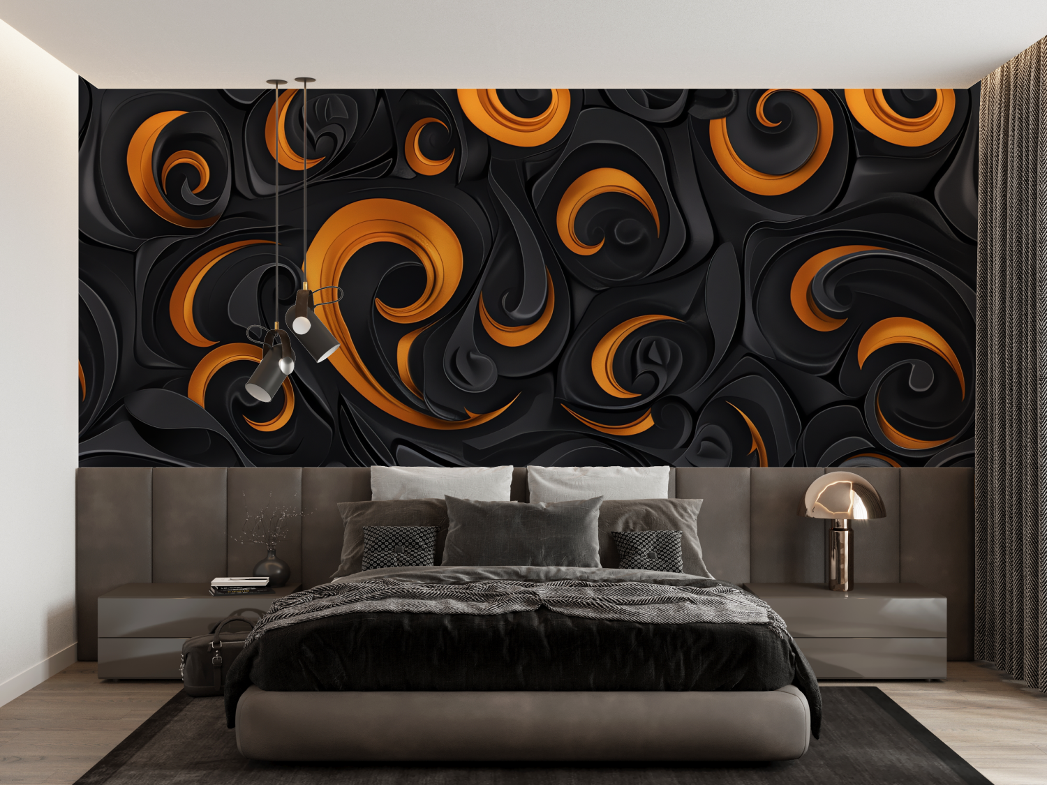 Abstract Orange and Black Wallpaper | Murals Wallpaper