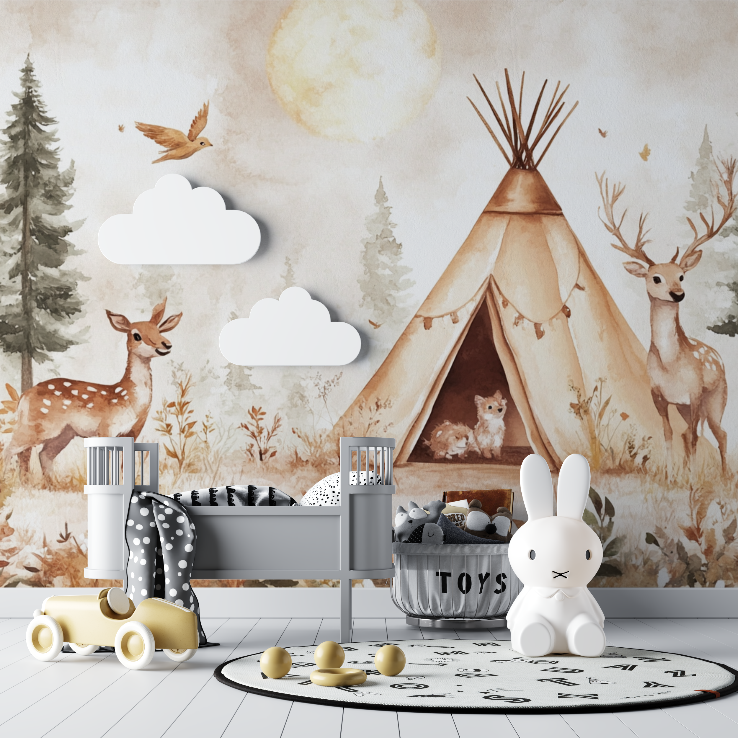 Forest and Tipi Wallpaper | Murals Wallpaper