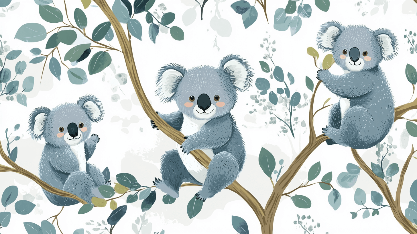 Koala Wake-Up Soft Wallpaper | Murals Wallpaper
