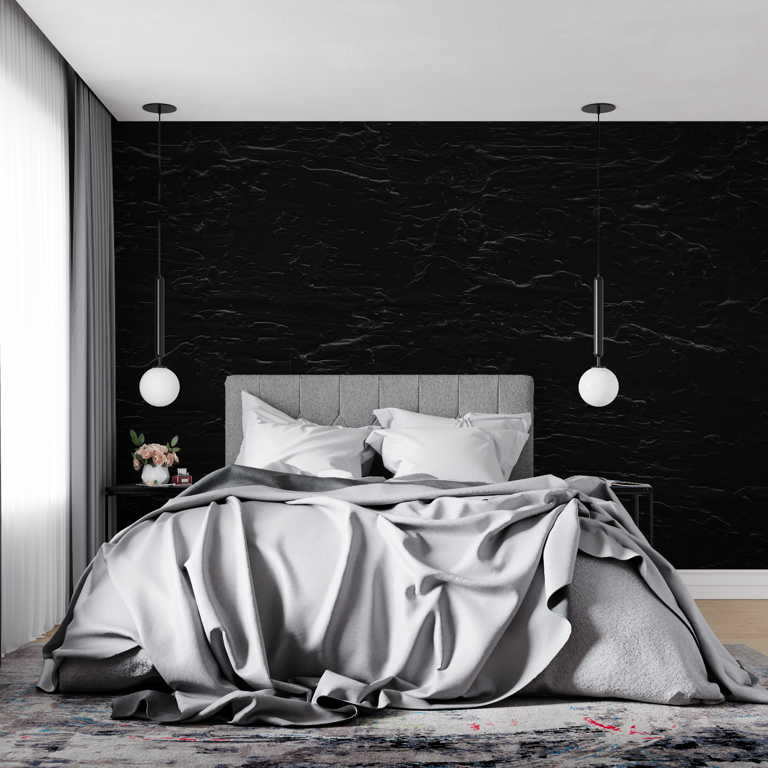 Schwarzer Stein-Effekt Tapete | Wandbilder Tapete