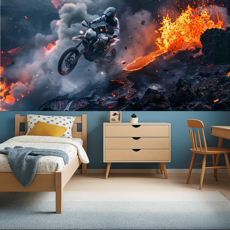 Boy's Motorcycle Flying Wallpaper | Murals Wallpaper