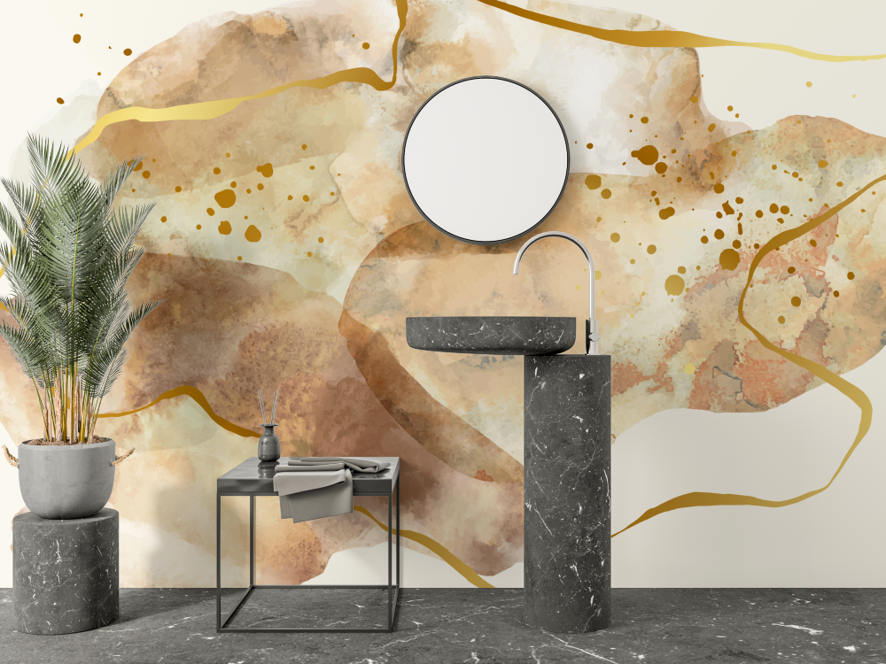 Gold Splash Wallpaper Bathroom | Murals Wallpaper