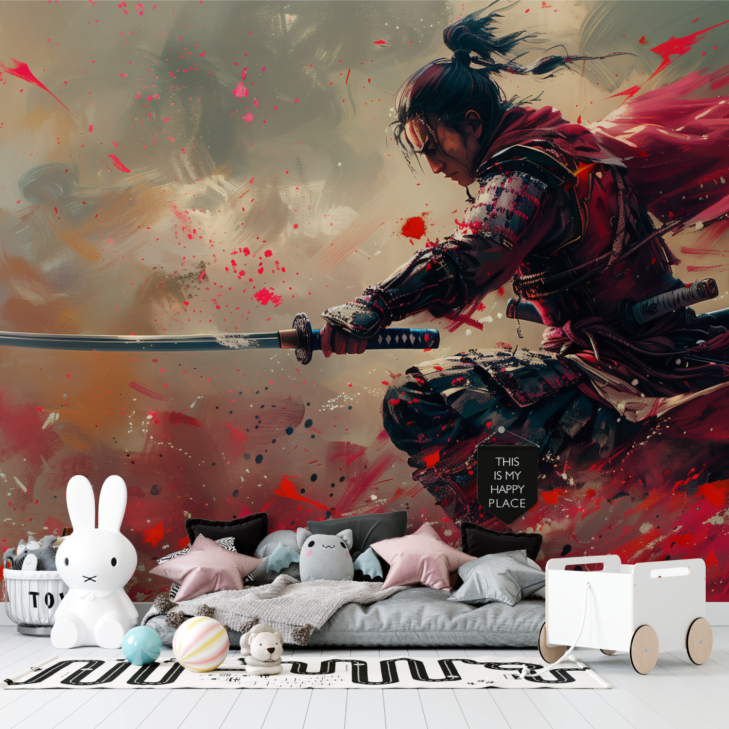 Red Samurai 3D Anime Wallpaper | Murals Wallpaper