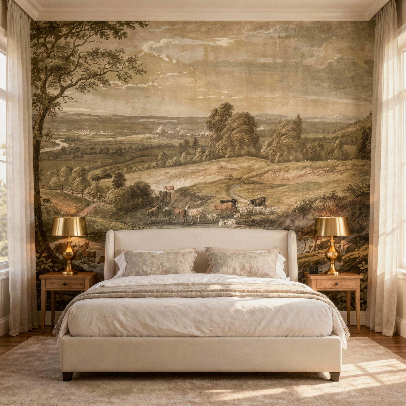 Panoramic Vintage Landscape Wall Mural