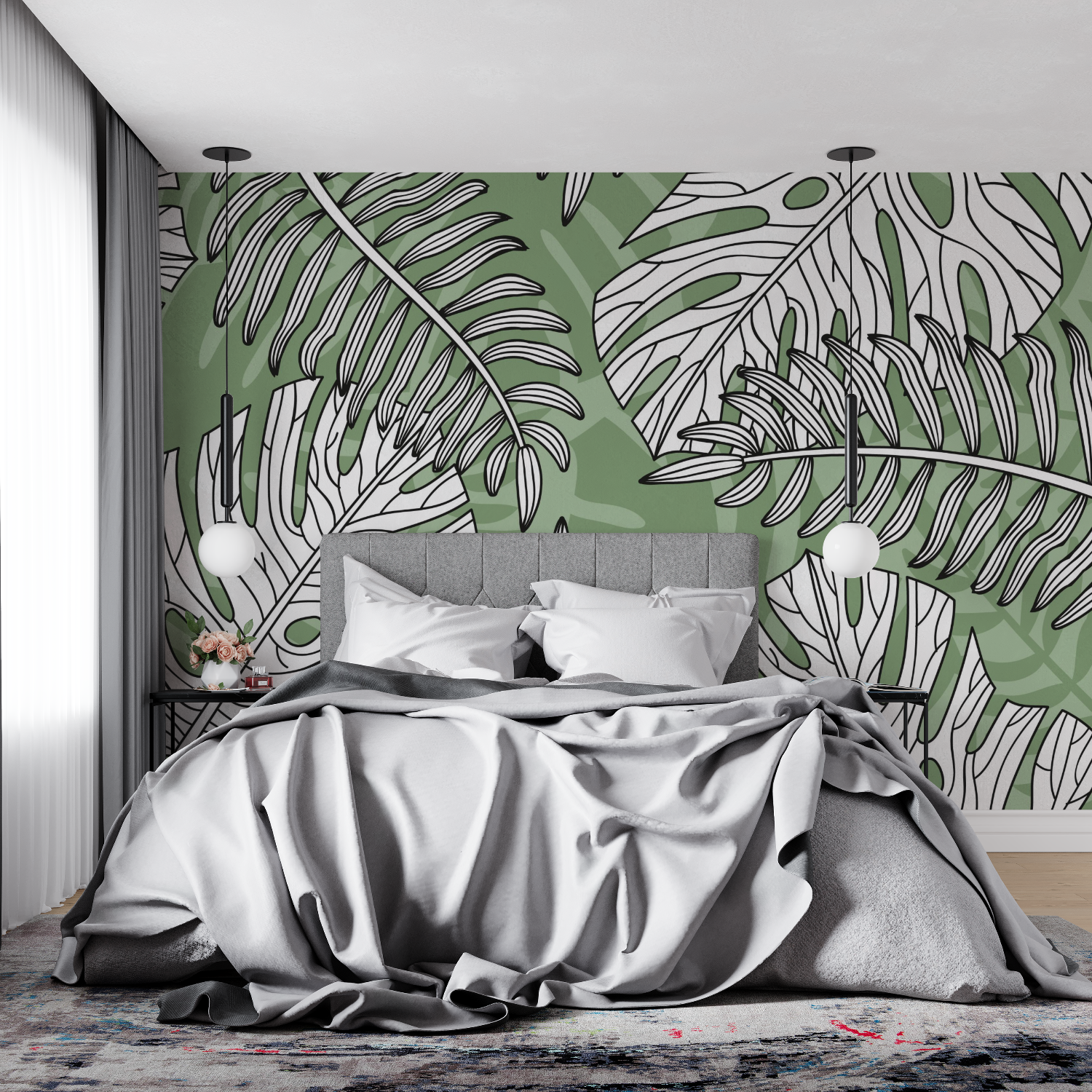 Green and White Jungle Wallpaper | Murals Wallpaper
