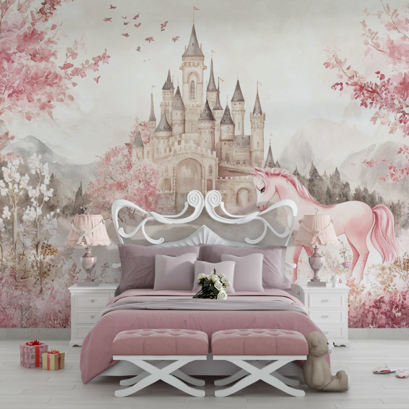 Princess Castle and Unicorn Wallpaper | Murals Wallpaper