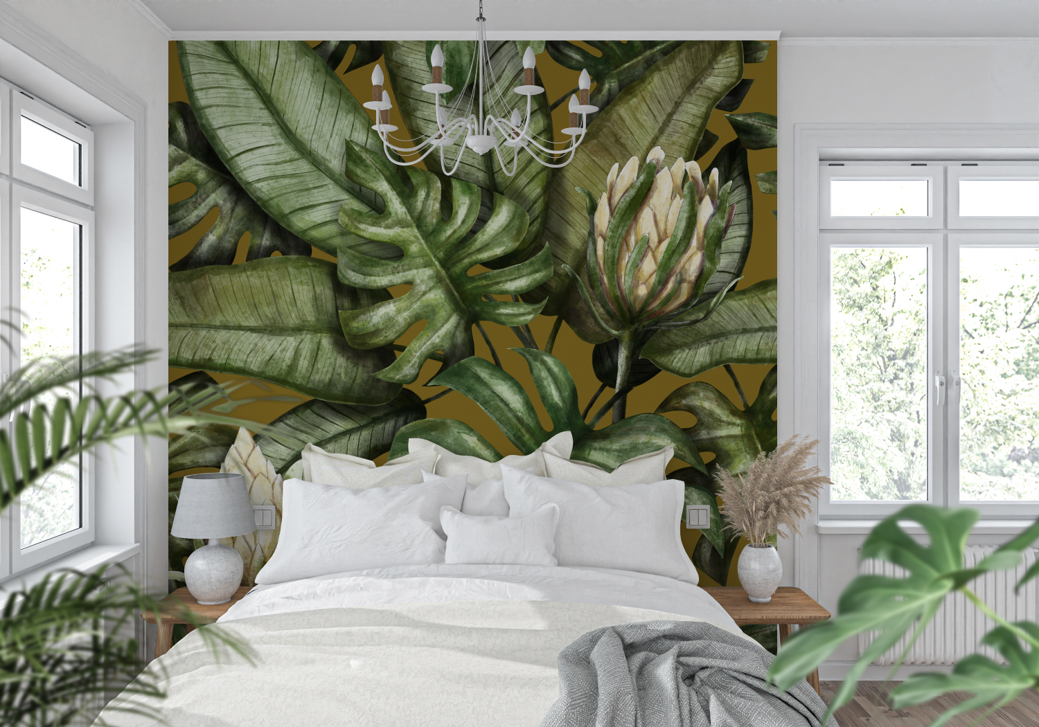 Gelbgrüne Tapete | Wandtapete