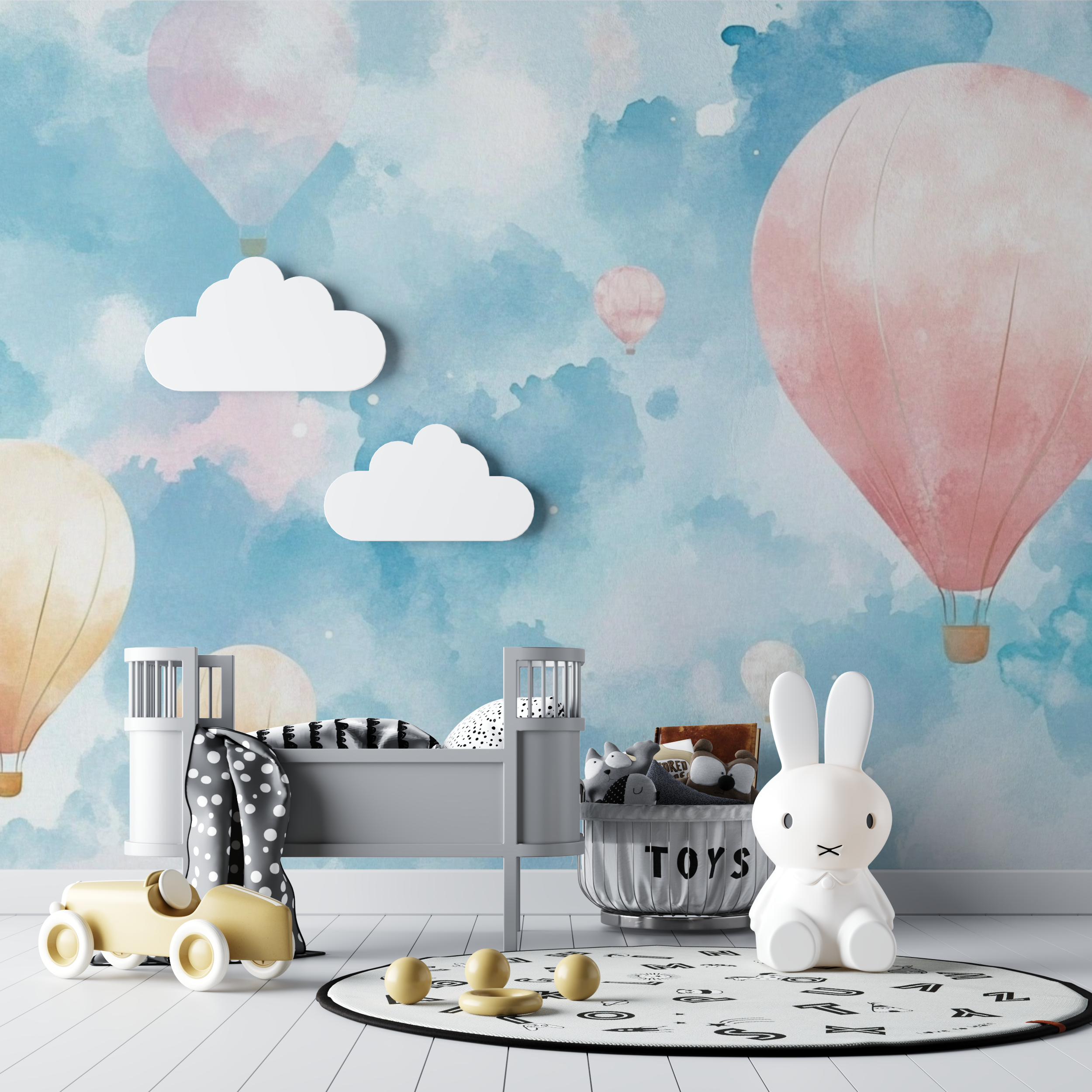 Hot Air Balloon and Watercolor Sky Wallpaper | Murals Wallpaper