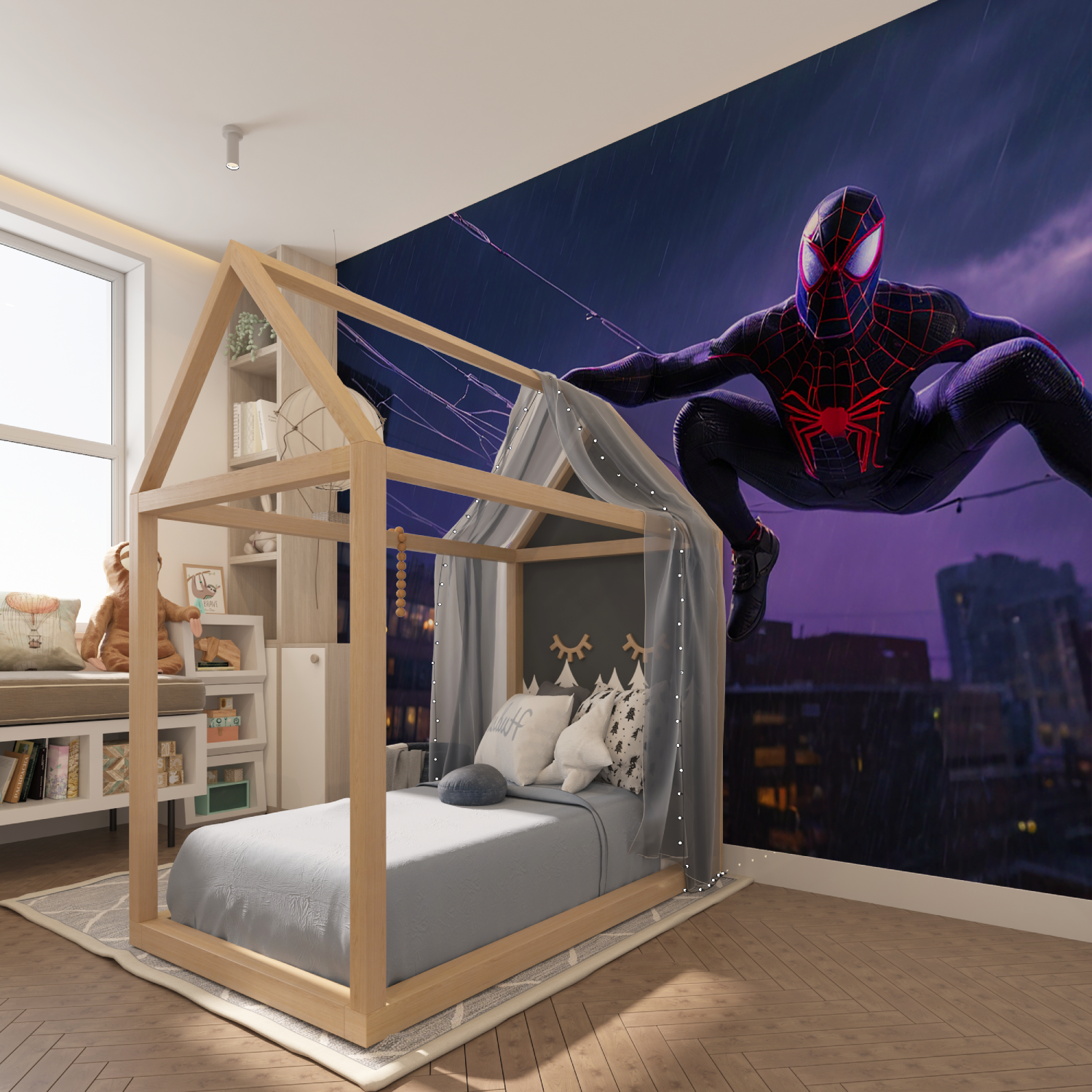 Spider-Man Night Rain Wallpaper | Murals Wallpaper