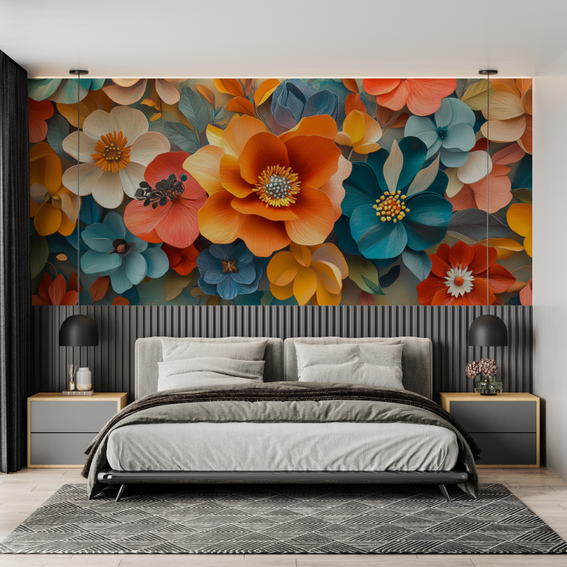 Colorful 3D Floral Watercolor Wallpaper | Murals Wallpaper