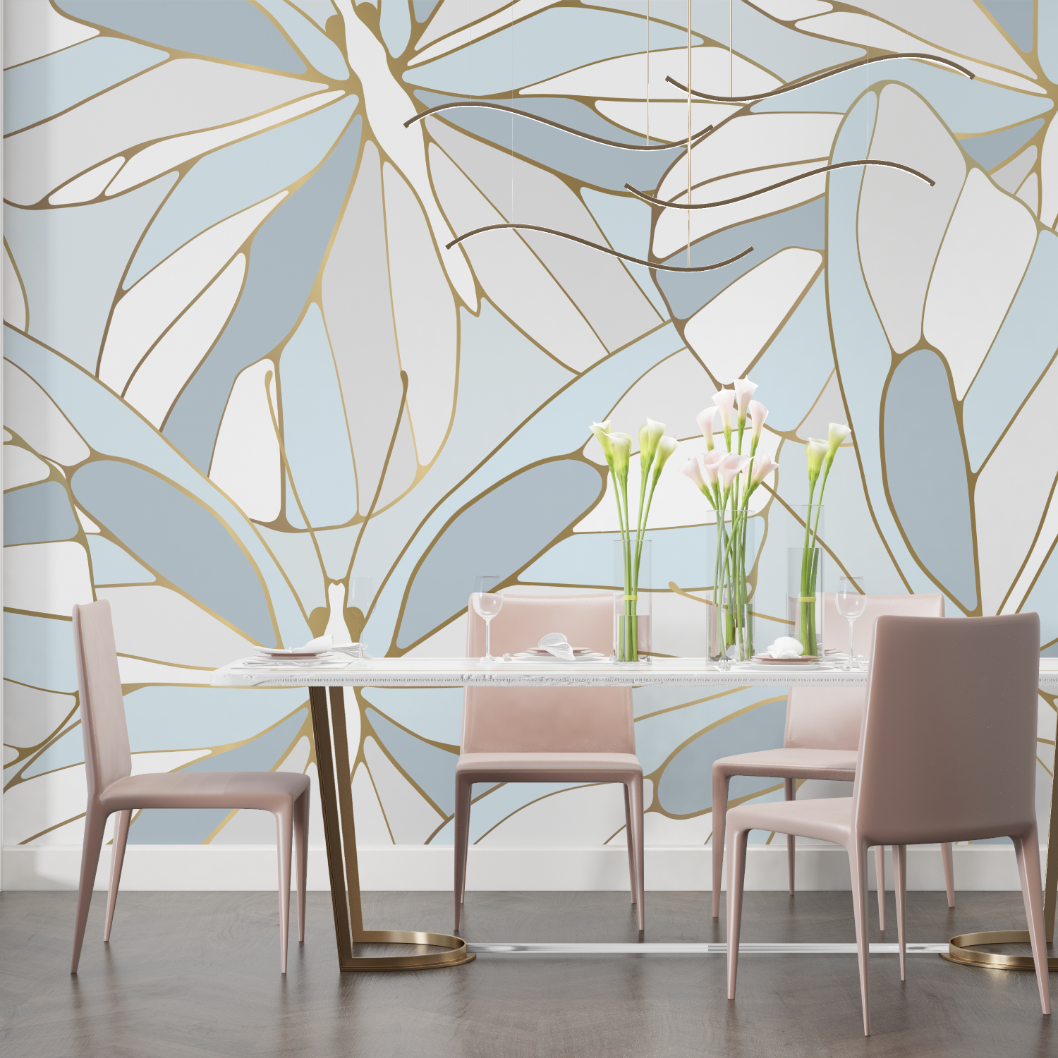 Beige and Blue Wallpaper | Murals Wallpaper