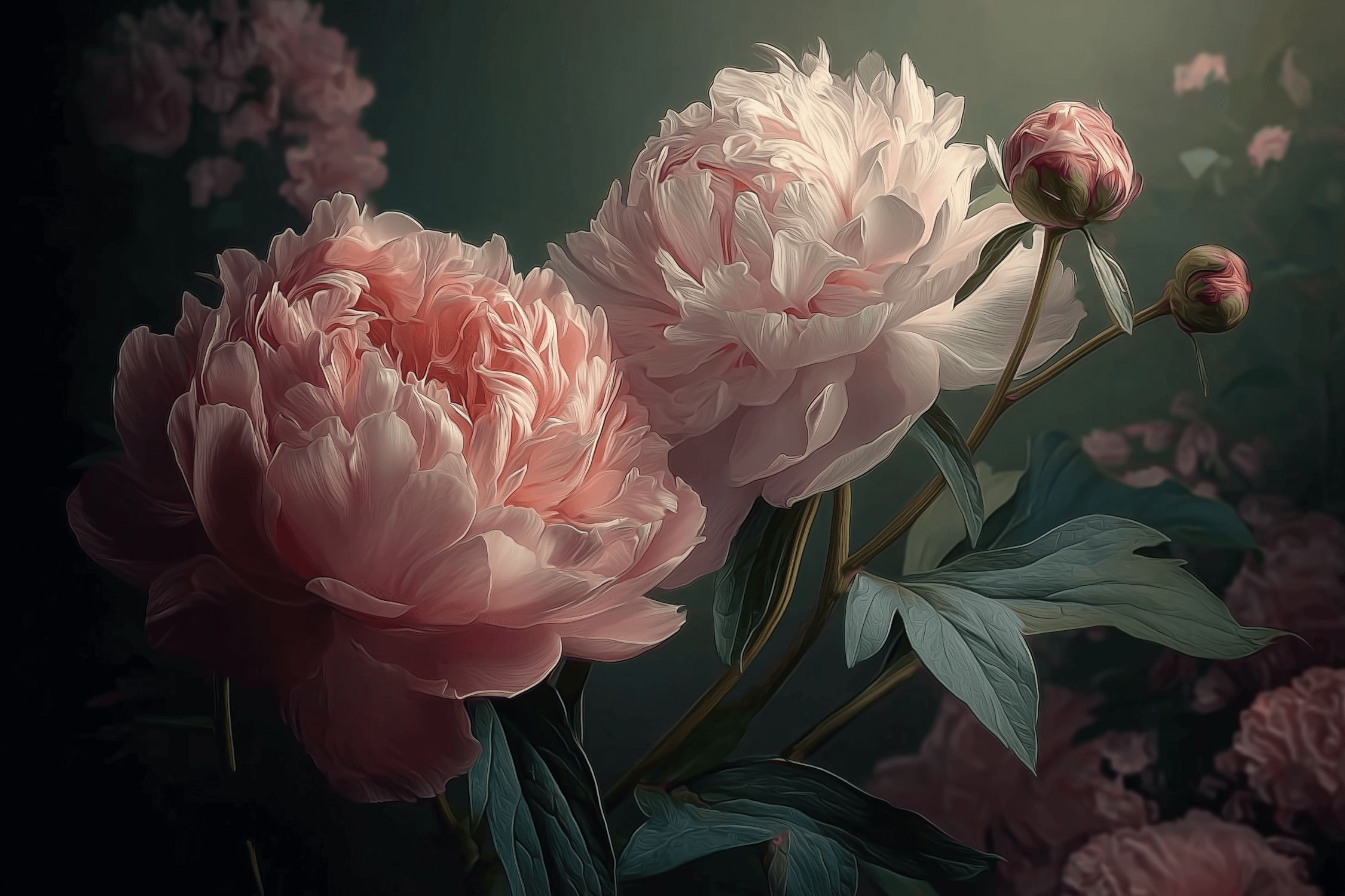 Big Flower Black Background Mural Wallpaper