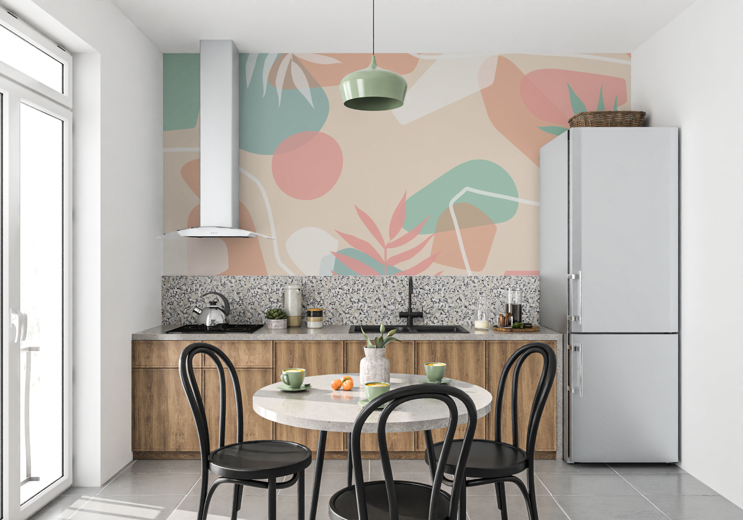 Tropical Green and Pink Wallpaper | Murals Wallpaper