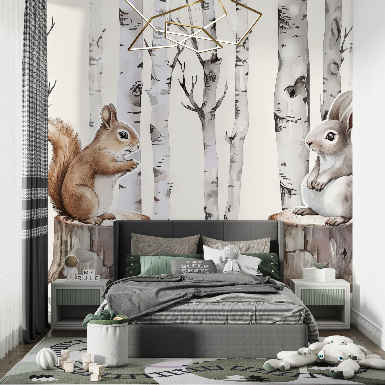 Kids' Forest Rabbit Wallpaper | Murals Wallpaper