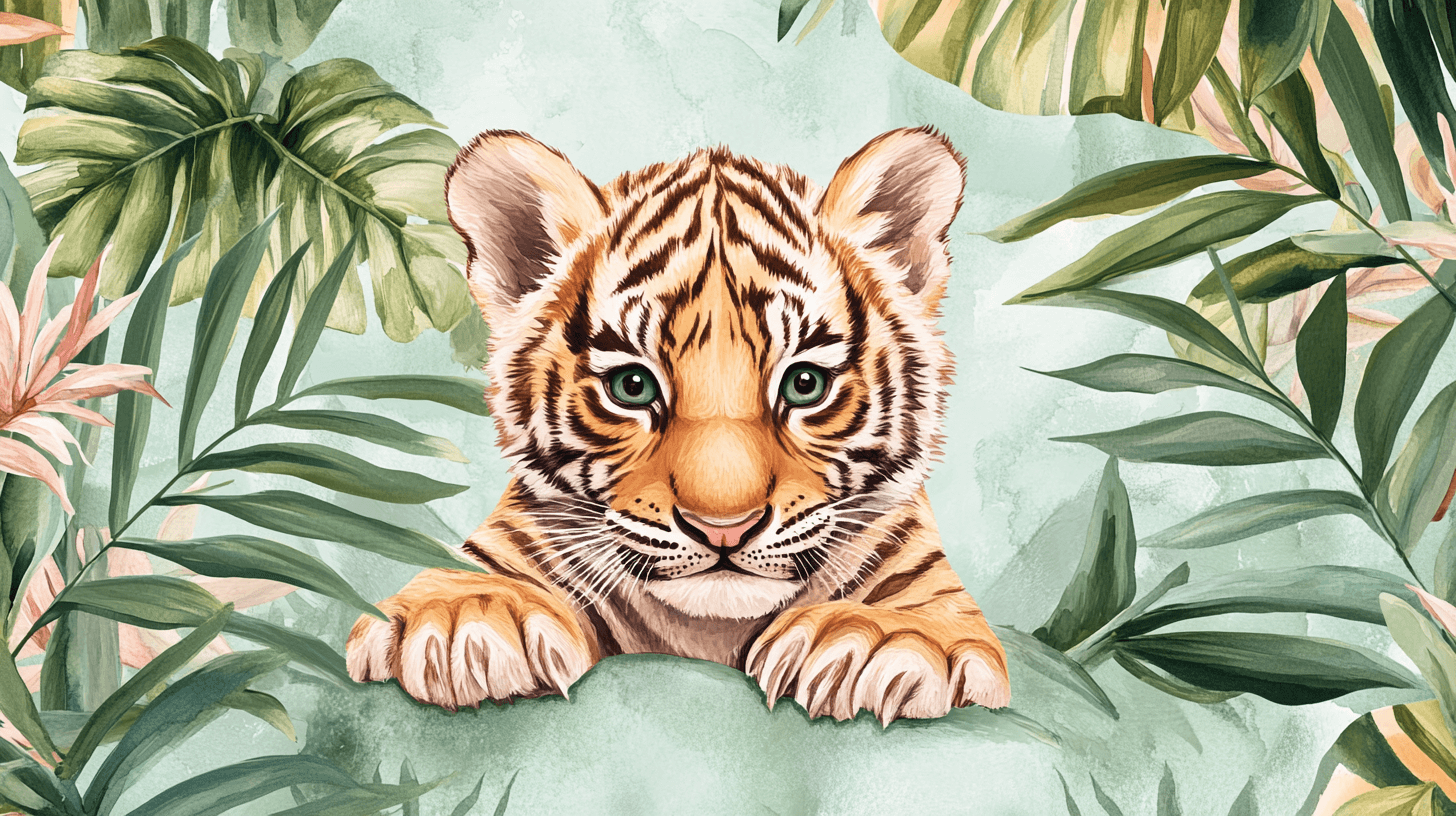 Tiger and Tropical Foliage Wallpaper | Murals Wallpaper