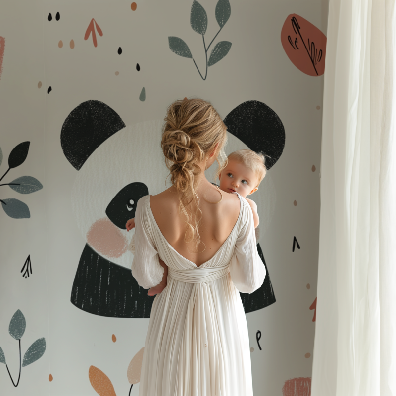 Panda Wallpaper and Nordic Patterns | Murals Wallpaper