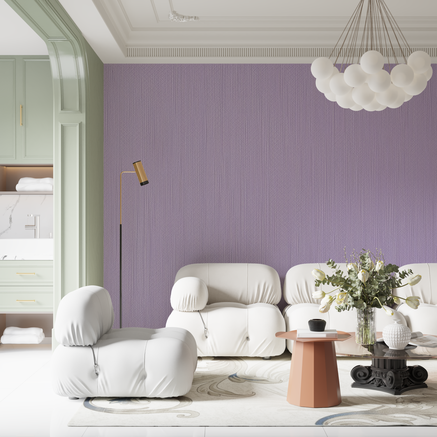 Fliederfarbene Tapete | Wandtapete