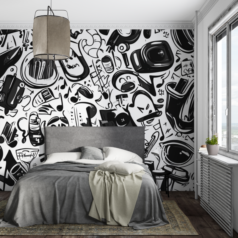 Abstract Black and White Music Wallpaper | Murals Wallpaper