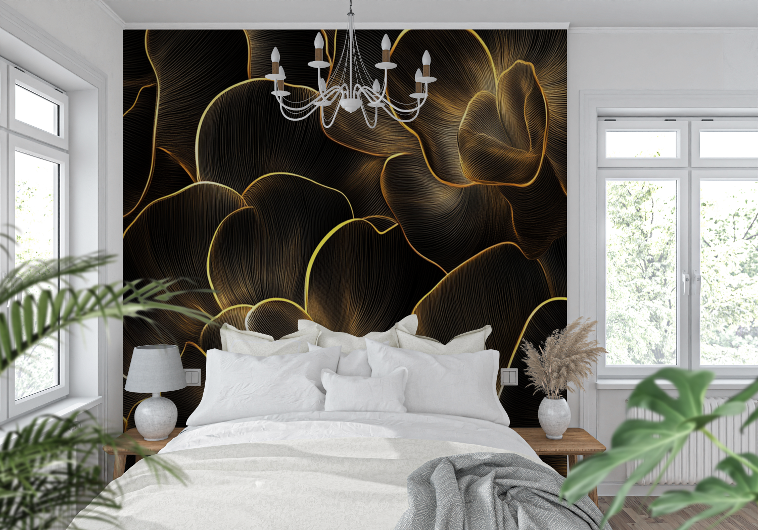 Black and Gold Leaf Wallpaper | Murals Wallpaper