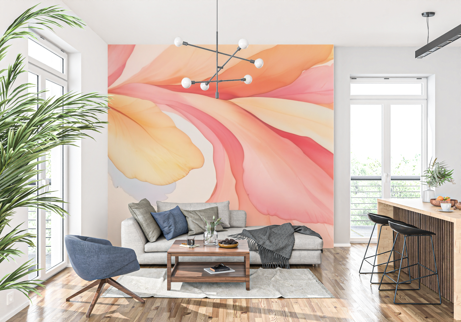 Tapete Rose Orange – Panorama-Wand